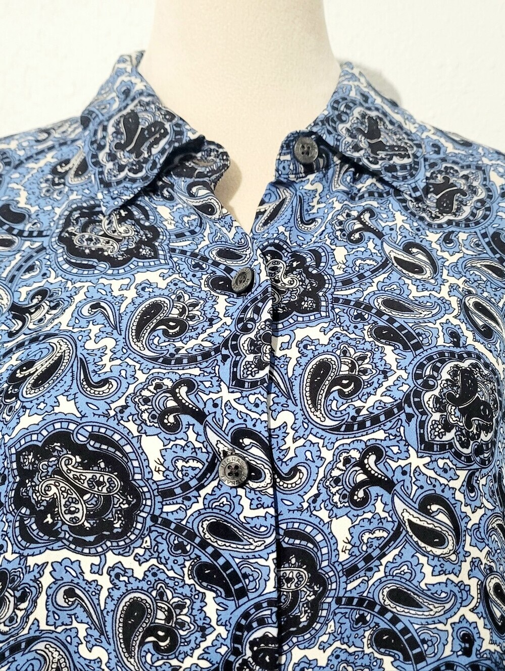 Michael Kors 100% Silk Paisley Button Front Blouse Women’s Size 14 Office Career - Picture 3 of 14